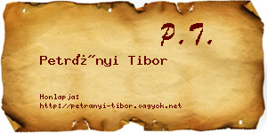 Petrányi Tibor névjegykártya